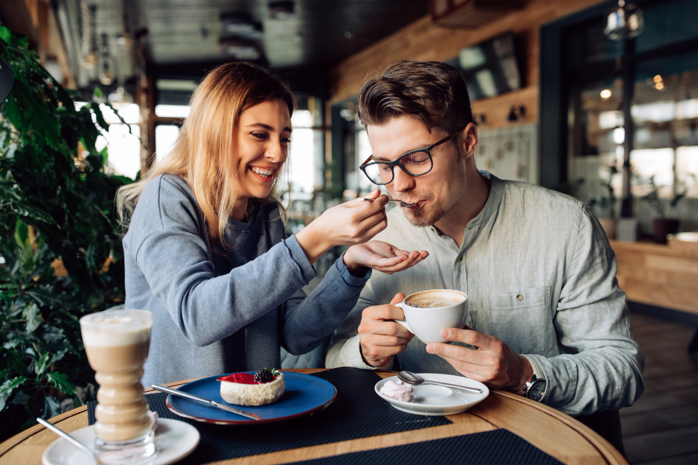 drinking coffee